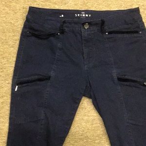 WHBM Skinny Ankle Pants,side zip cargo pant,Navy Size 8